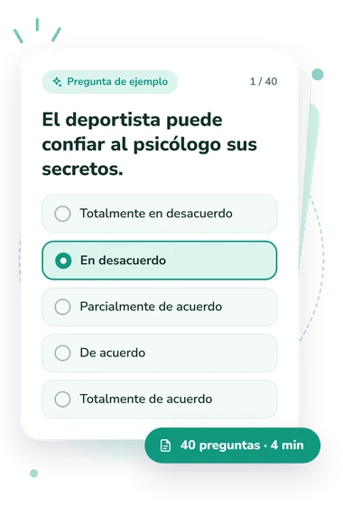 Test actitud hacia la preparación: tarjeta con pregunta
