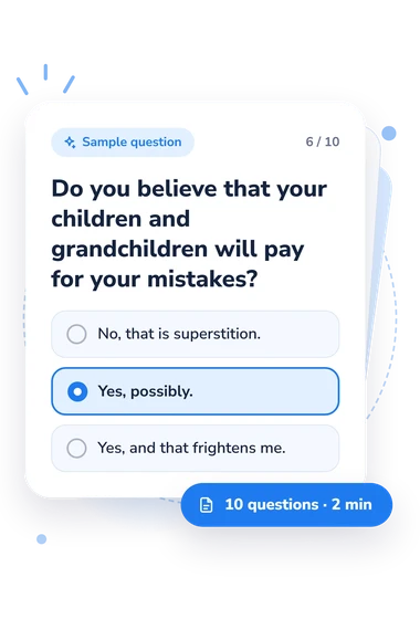 Attitudes Toward Death Scale: answers to choose from Attitudes Toward Death Scale Test: sample question card