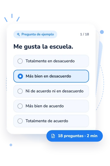 Test escala de actitud hacia: pregunta y respuestas Test escala de actitud hacia: tarjeta con pregunta