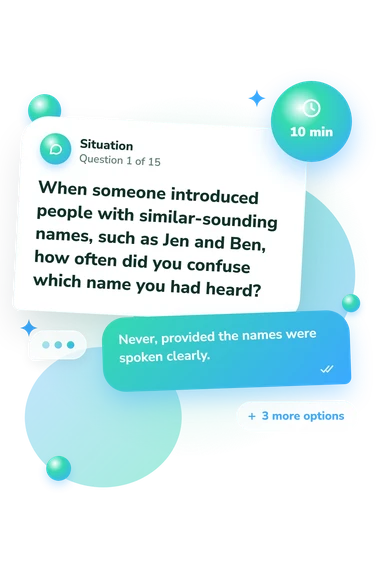 Auditory Processing Disorder Quiz: what would you do Auditory Processing Disorder Quiz: situation and reply bubbles