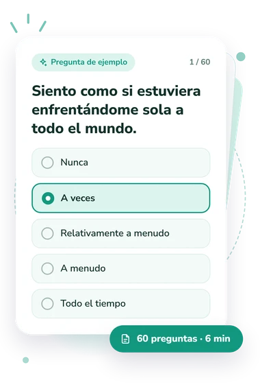 Test cuestionario de pensamientos automáticos: pregunta y respuestas Test cuestionario de pensamientos automáticos: tarjeta con pregunta