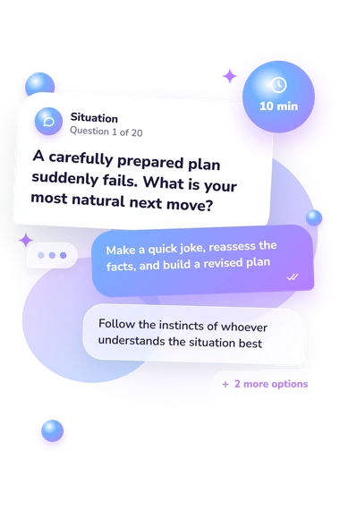 Avatar Character Quiz: situation and reply bubbles