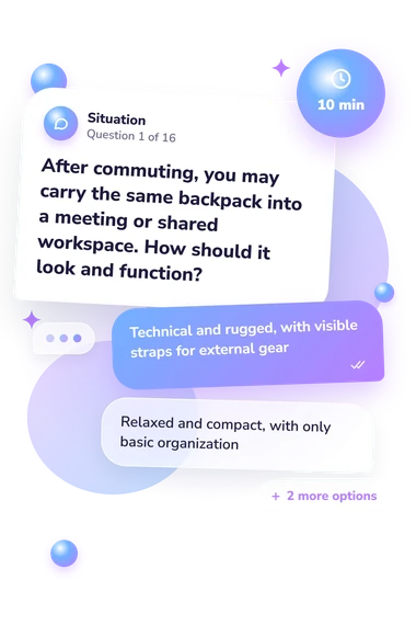 Backpack Quiz: situation and reply bubbles