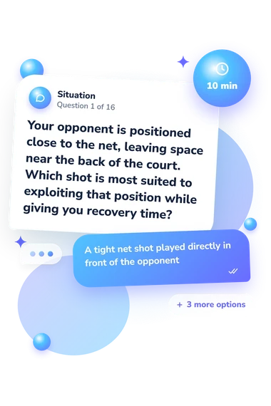 Badminton Quiz: situation and reply bubbles