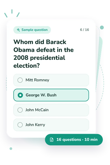 Barack Obama Quiz: sample question card