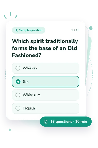 Bartender Quiz: answers to choose from Bartender Quiz: sample question card
