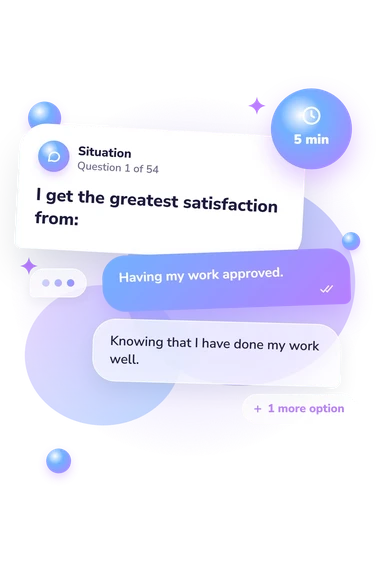 Bass Orientation Questionnaire Test: situation and reply bubbles