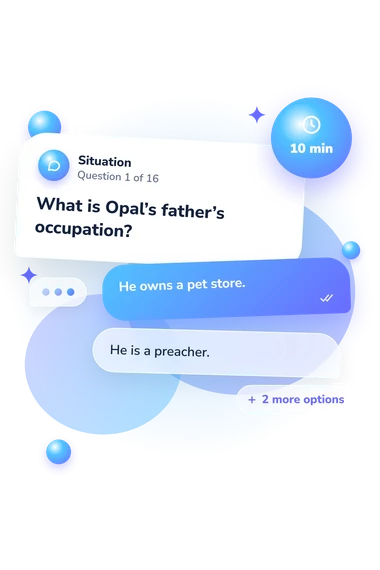 Because of Winn-Dixie Quiz: situation and reply bubbles