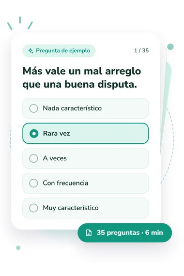 Test estrategias de comportamiento: tarjeta con pregunta