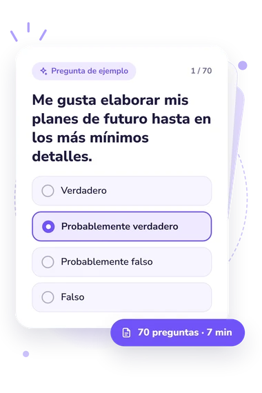 Test estilo de autorregulación: pregunta y respuestas Test estilo de autorregulación: tarjeta con pregunta