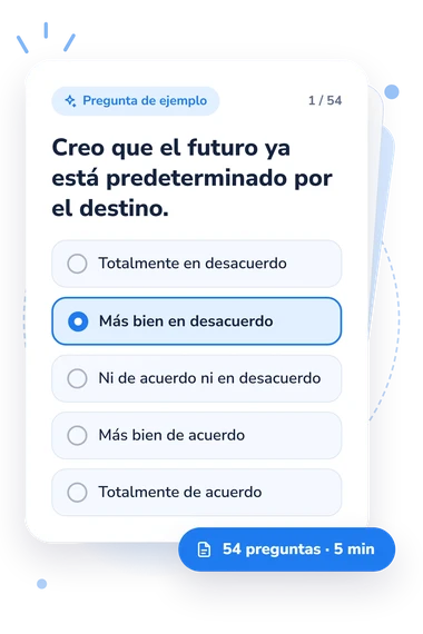 Test fe en la libertad/determinismo: pregunta y respuestas Test fe en la libertad/determinismo: tarjeta con pregunta