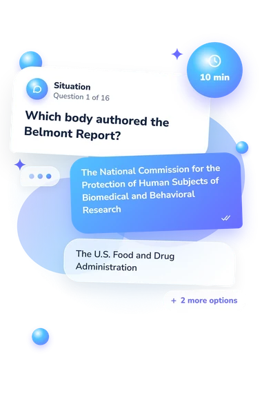 Belmont Report Quiz: situation and reply bubbles