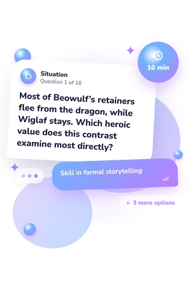 Beowulf Quiz: situation and reply bubbles