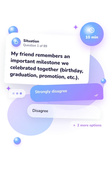 Best Friend Quiz Questions: situation and reply bubbles
