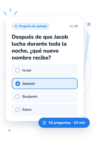 Test cuestionario bíblico: Génesis, capítulos: tarjeta con pregunta