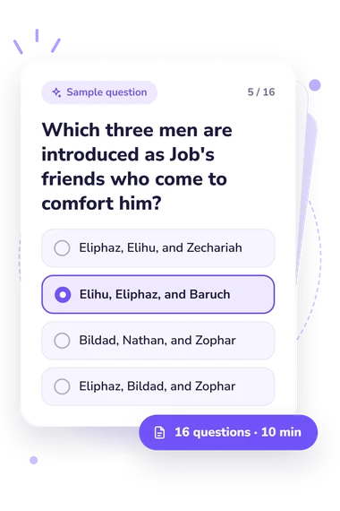 Bible Quiz on Job: sample question card