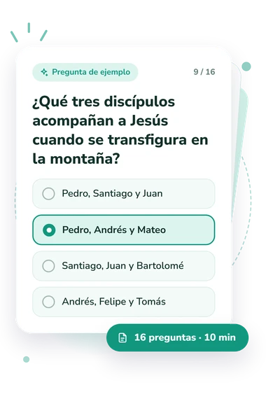 Test cuestionario bíblico sobre Marcos: tarjeta con pregunta