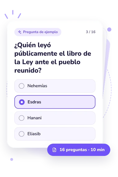 Test cuestionario bíblico sobre Nehemías: tarjeta con pregunta