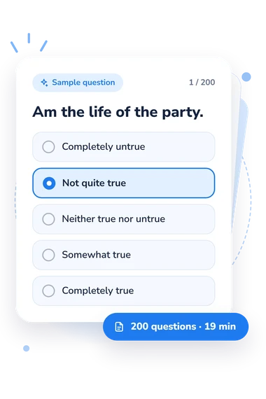 Big Five Factor Markers: answers to choose from Big Five Factor Markers (BFFM-100): sample question card