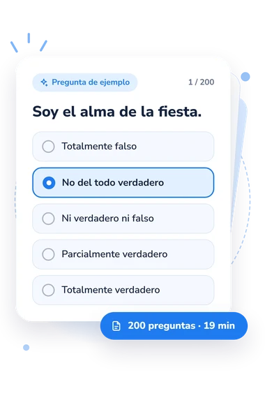 Test marcadores de los factores: tarjeta con pregunta