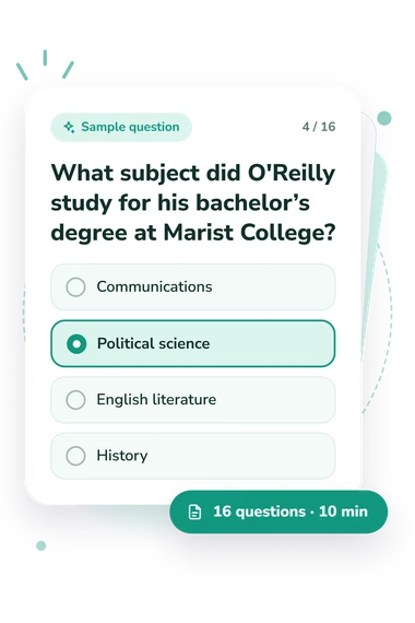 Bill O'Reilly News Quiz: sample question card