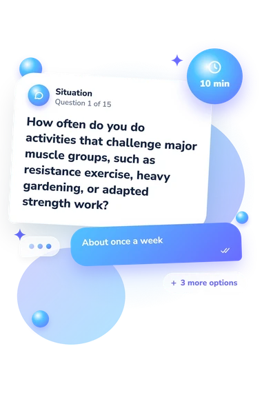 Biological Age Quiz: situation and reply bubbles