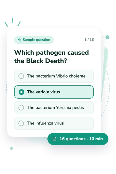 Black Death Quiz: answers to choose from Black Death Quiz: sample question card