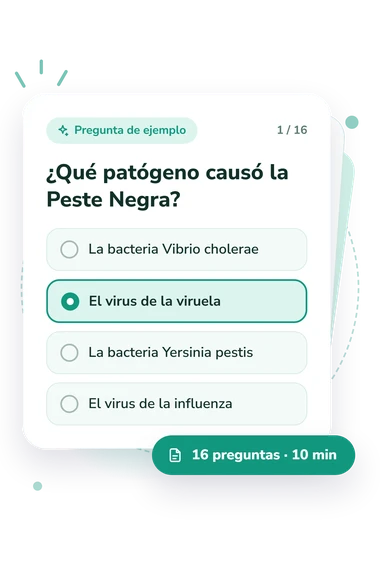 Test cuestionario sobre la Peste: pregunta y respuestas Test cuestionario sobre la Peste: tarjeta con pregunta
