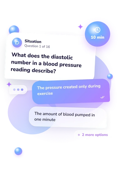 Blood Pressure Quiz: situation and reply bubbles
