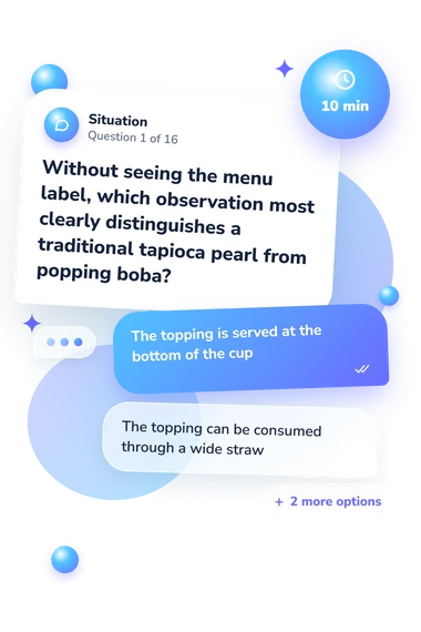 Boba Quiz: situation and reply bubbles