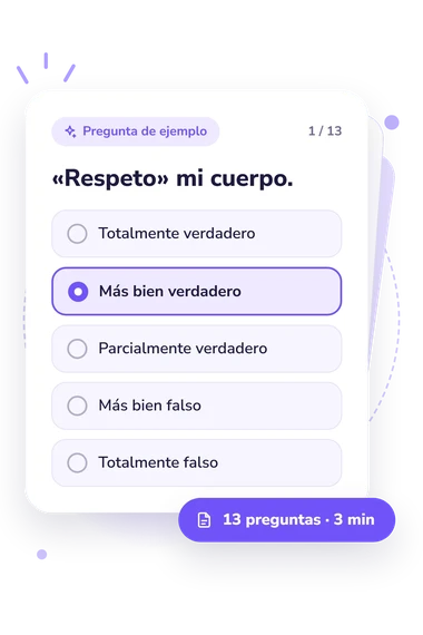 Test escala de satisfacción corporal: tarjeta con pregunta