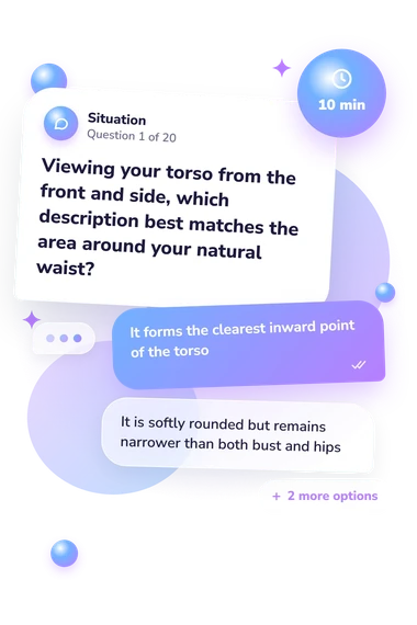 Body Shape Quiz: situation and reply bubbles