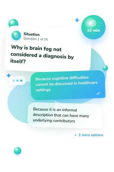 Brain Fog Quiz: situation and reply bubbles