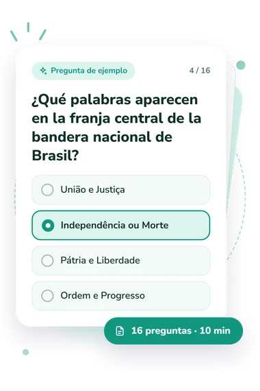 Test cuestionario sobre Brasil: tarjeta con pregunta