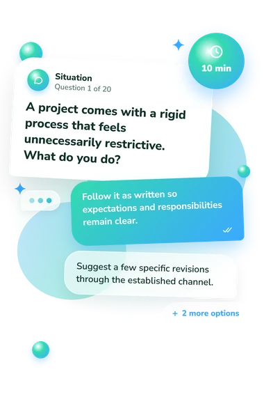 Breathing Style Quiz: what would you do Breathing Style Quiz: situation and reply bubbles