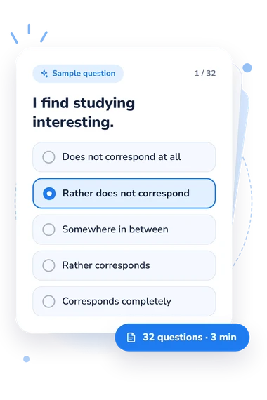 Academic Motivation Scale (AMS): answers to choose from Academic Motivation Scale (AMS) Test: sample question card