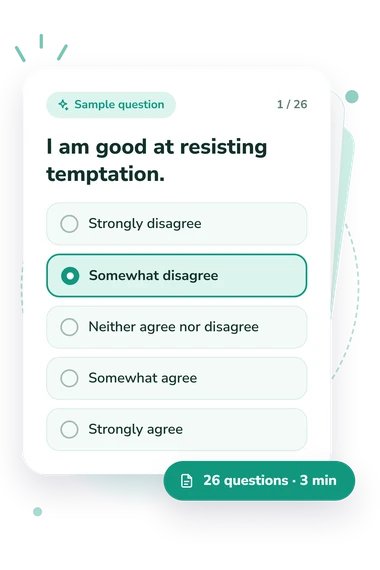 Brief Self-Control Scale (BSCS): answers to choose from Brief Self-Control Scale (BSCS) Test: sample question card