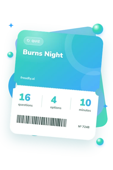 Burns Night Quiz: questions, options and minutes Burns Night Quiz: test ticket with numbers