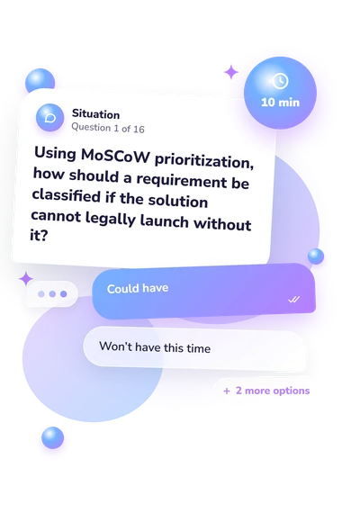 Business Analyst Quiz: situation and reply bubbles
