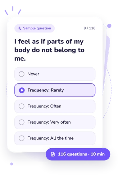 Cambridge Depersonalization Scale (CDS): answers to choose from Cambridge Depersonalization Scale (CDS) Test: sample question card