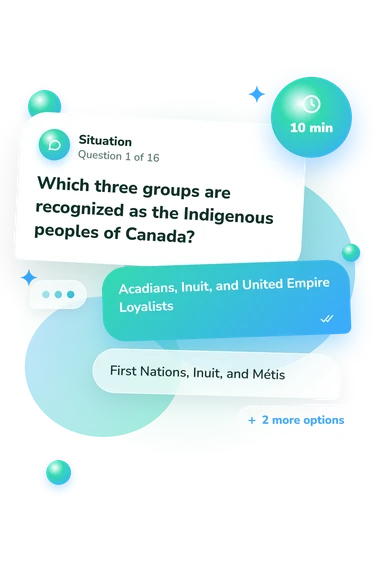 Canada Citizenship Quiz: situation and reply bubbles