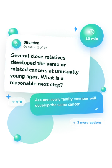 Cancer Quiz: situation and reply bubbles