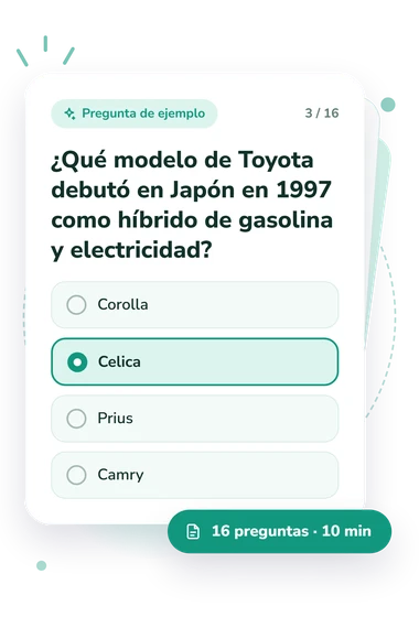 Test cuestionario sobre modelos: tarjeta con pregunta