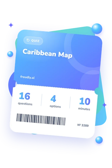 Caribbean Map Quiz: questions, options and minutes Caribbean Map Quiz: test ticket with numbers