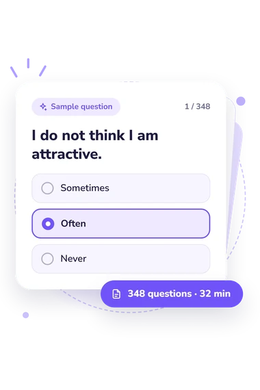Early Decision Categories Test: sample question card