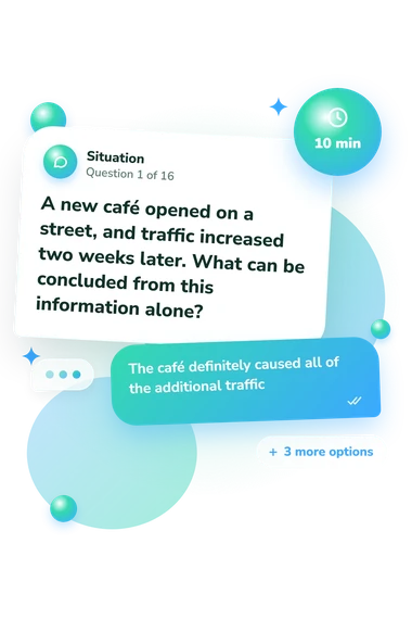 Cause and Effect Quiz: situation and reply bubbles