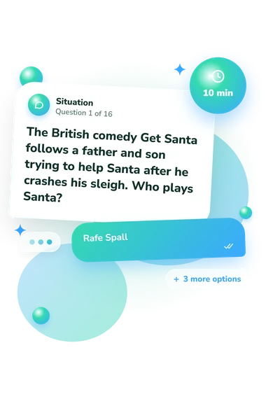 Celebrities as Santa Quiz: situation and reply bubbles