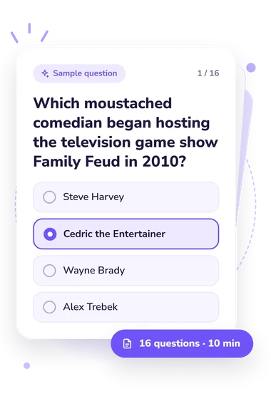 Celebrity Moustache Quiz: sample question card