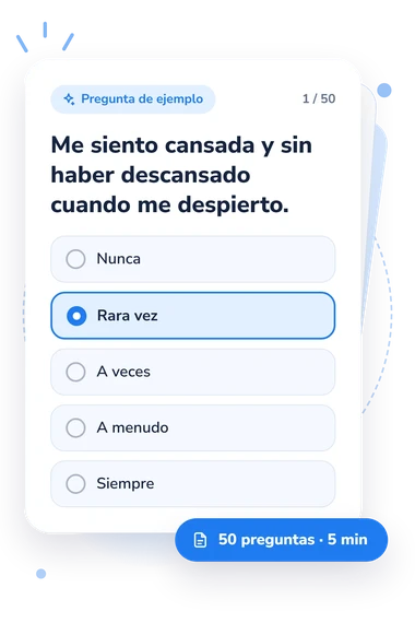 Test cuestionario de sensibilización central: pregunta y respuestas Test cuestionario de sensibilización central: tarjeta con pregunta