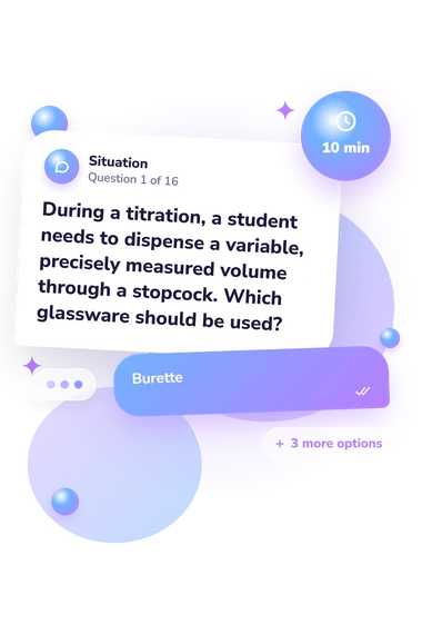 Chemistry Glassware Quiz: situation and reply bubbles